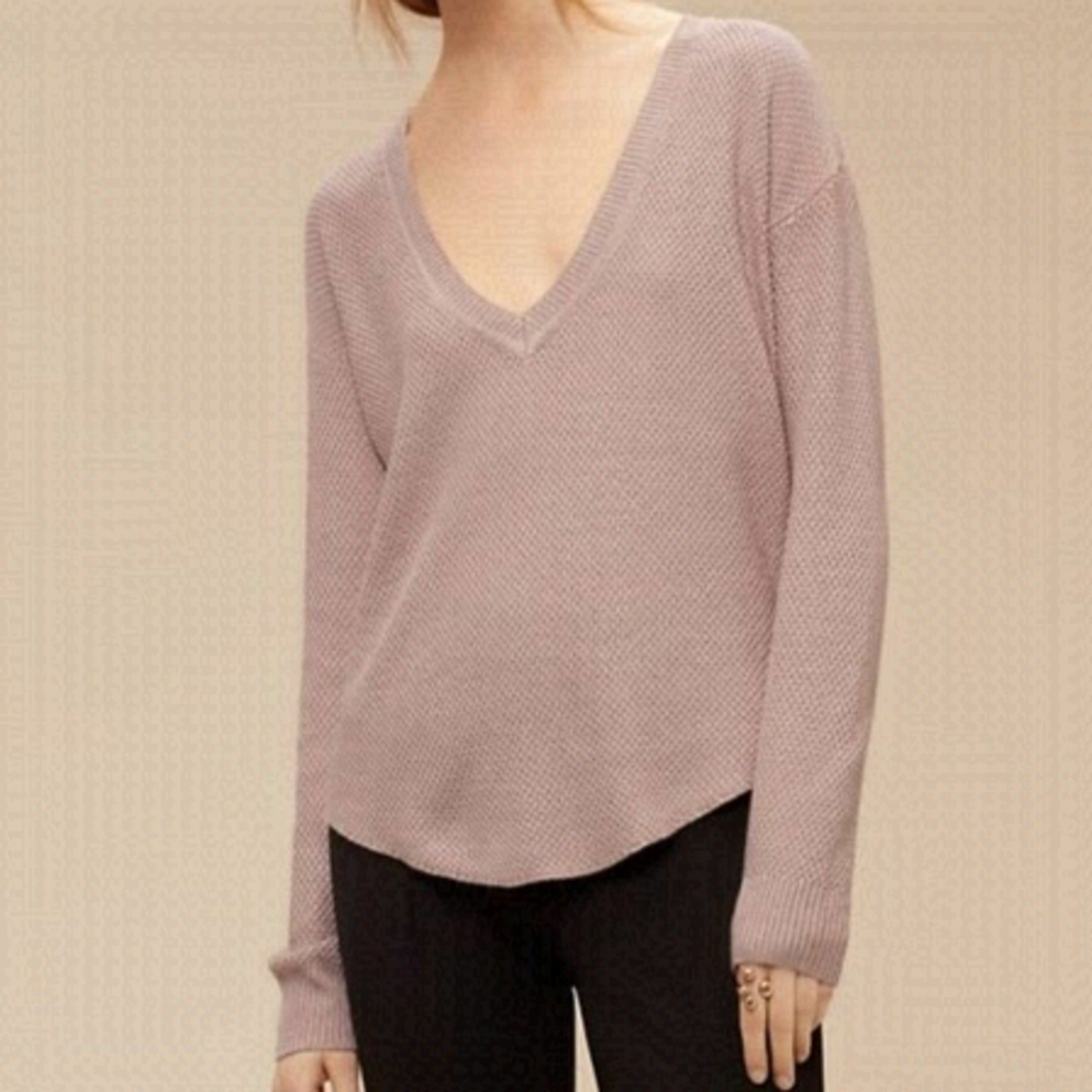 𝅺ARITZIA Wilfred Galois Silk Cashmere Sweater Top in Heather Quarry ~ size XXS